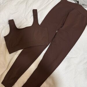 H&M Chocolate Brown Leggings and Crop Top Set